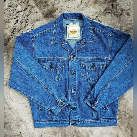 Hard Rock Cafe Guitars Denim Jacket Button Front Jean Embroidered M Unisex - Picture 13 of 13